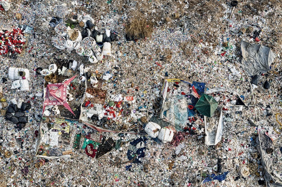 A person's arm and hand extending from the left side of the image are holding a green plastic rubbish bag that appears to contain waste, with the top of the bag gathered and twisted into a knot. The bag is semi-transparent, revealing some lighter and darker areas of waste material inside, and has a slight sheen reflecting light. The background is a plain, neutral beige wall, and the scene is evenly lit without shadows. This image relates to rubbish collection or waste disposal, reflecting an aspect of independent waste handling often associated with private rubbish removal services like those offered by House Clearance Croydon, especially in contexts such as garden or household clearance.